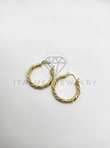 Arracada de Lujo - 106294 - Arete Rayado y Retorcido  Oro Laminado 18K
