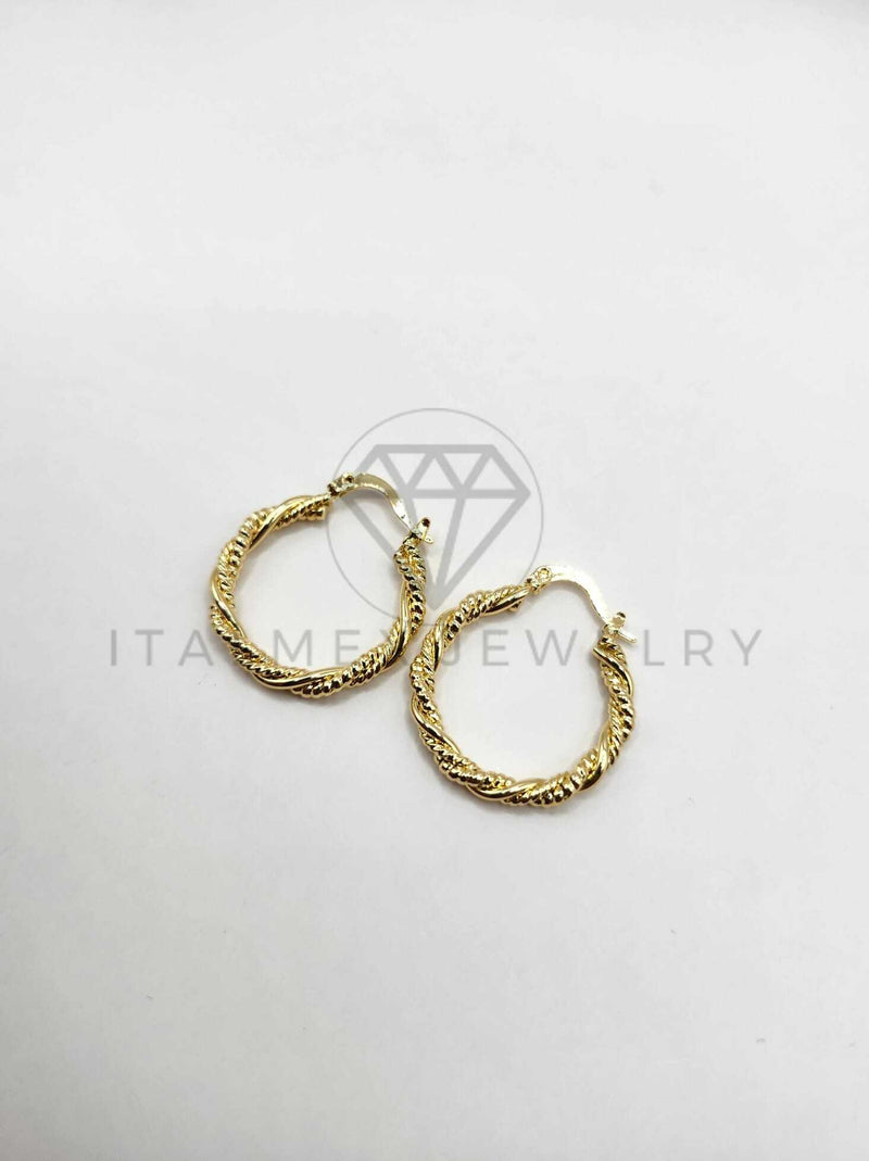 Arracada de Lujo - 106294 - Arete Rayado y Retorcido  Oro Laminado 18K