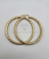 Arracada de Lujo - 106302 - Extra Grande. Arete Rayado Oro Laminado 18K