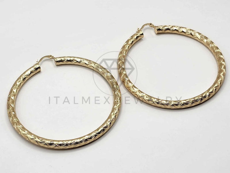 Arracada de Lujo - 106302 - Extra Grande. Arete Rayado Oro Laminado 18K