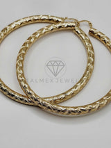Arracada de Lujo - 106302 - Extra Grande. Arete Rayado Oro Laminado 18K