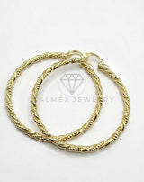 Arracada de Lujo - 106306 - Arete Retorcido y Rayado 5 cm Oro Laminado 18K