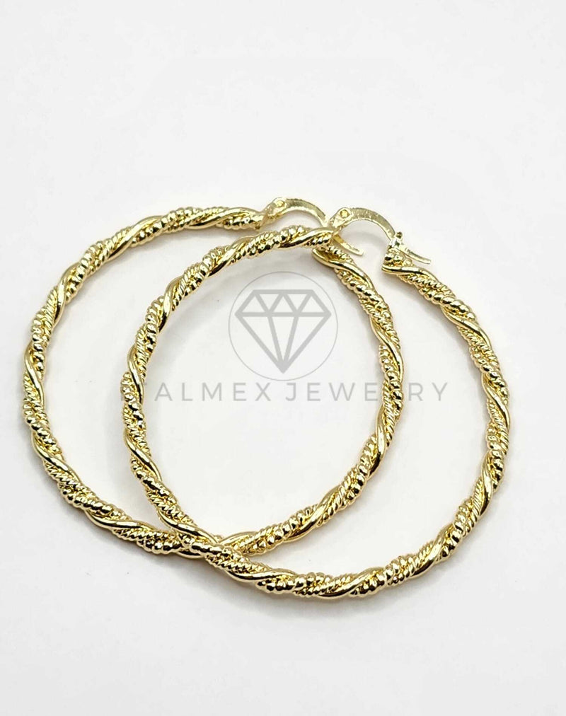 Arracada de Lujo - 106306 - Arete Retorcido y Rayado 5 cm Oro Laminado 18K