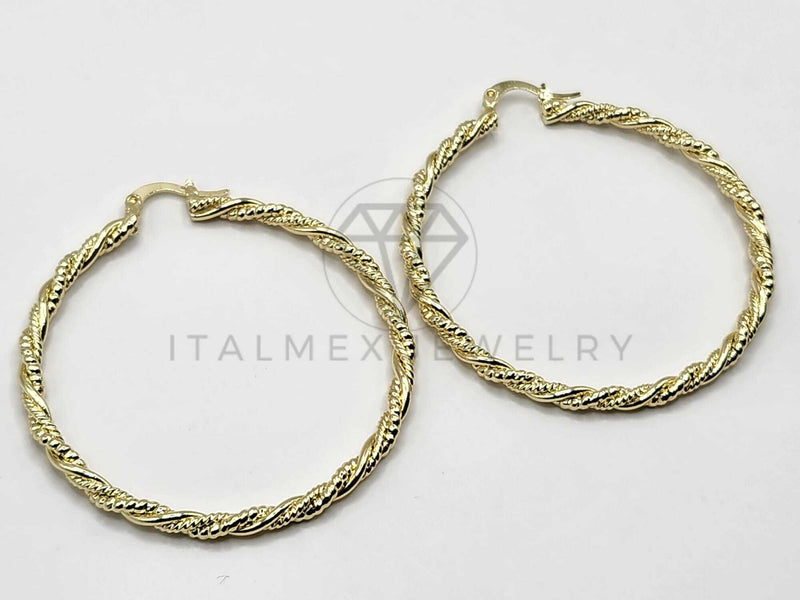 Arracada de Lujo - 106306 - Arete Retorcido y Rayado 5 cm Oro Laminado 18K