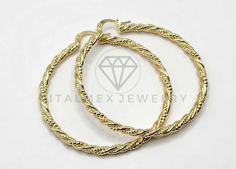 Arracada de Lujo - 106306 - Arete Retorcido y Rayado 5 cm Oro Laminado 18K