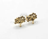 Broquel de Lujo - 106308 -  Arete Diseño de Arbol CZ Oro Laminado 18K