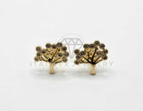 Broquel de Lujo - 106308 -  Arete Diseño de Arbol CZ Oro Laminado 18K