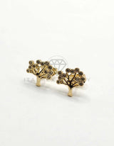 Broquel de Lujo - 106308 -  Arete Diseño de Arbol CZ Oro Laminado 18K
