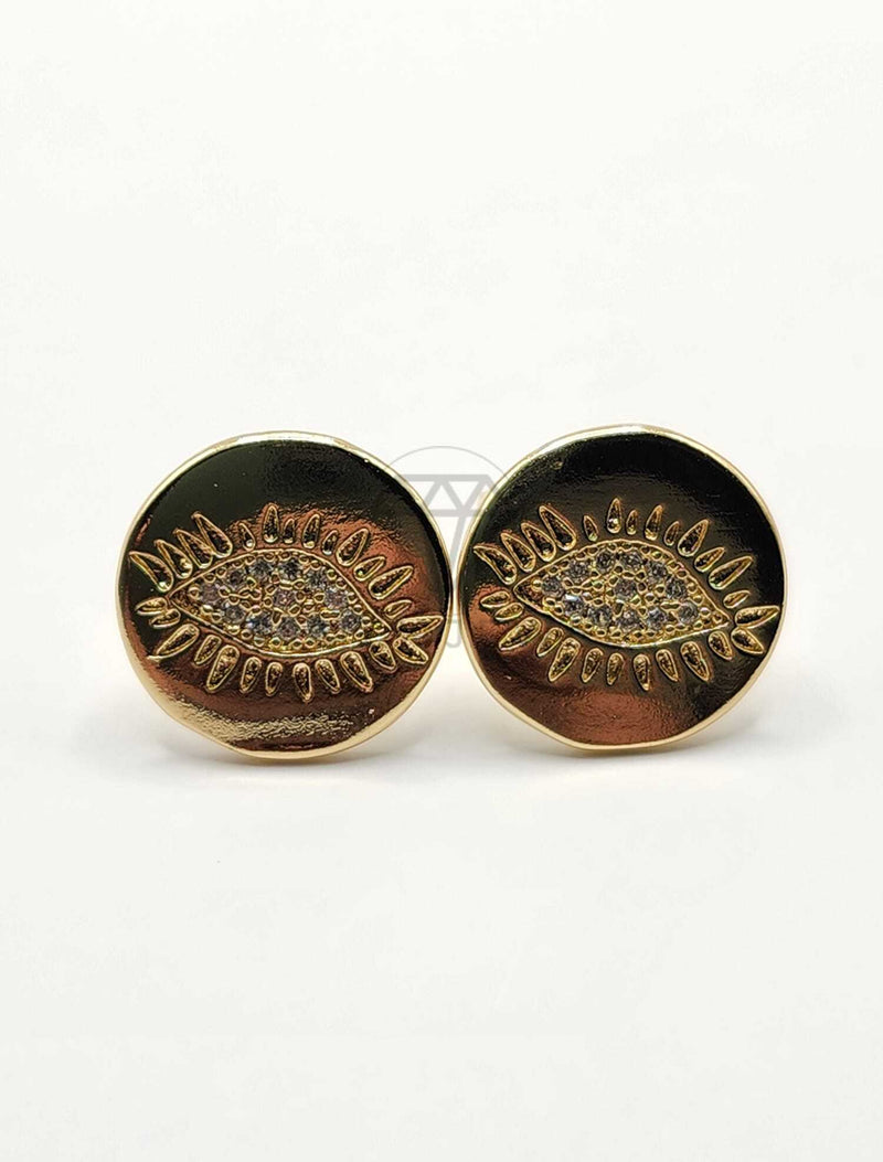 Broquel de Lujo - 106310 -  Arete Ojo CZ Oro Laminado 18K