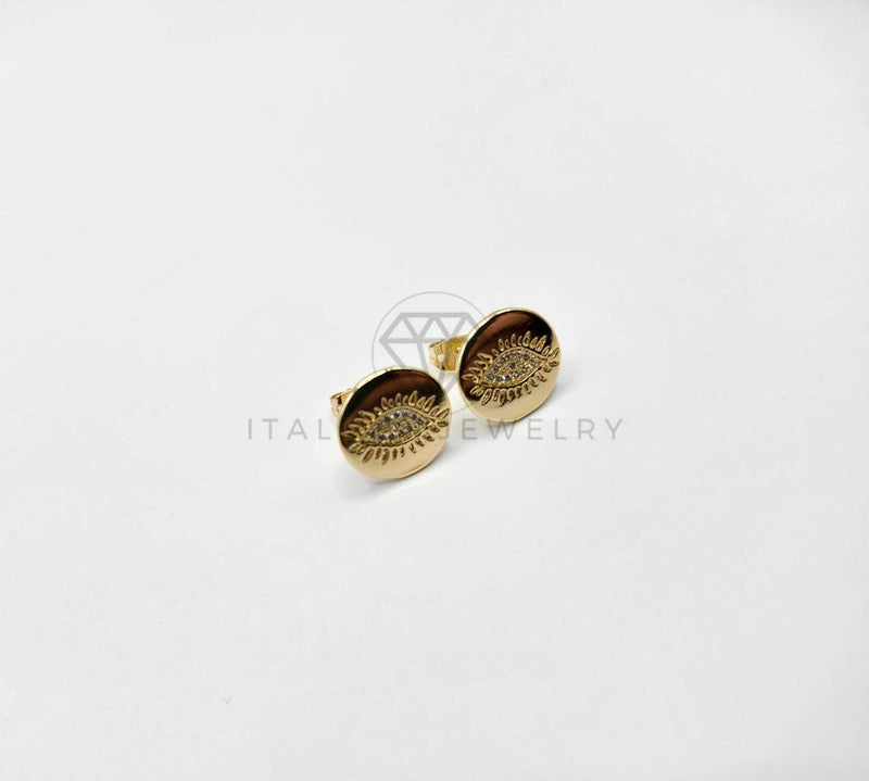 Broquel de Lujo - 106310 -  Arete Ojo CZ Oro Laminado 18K