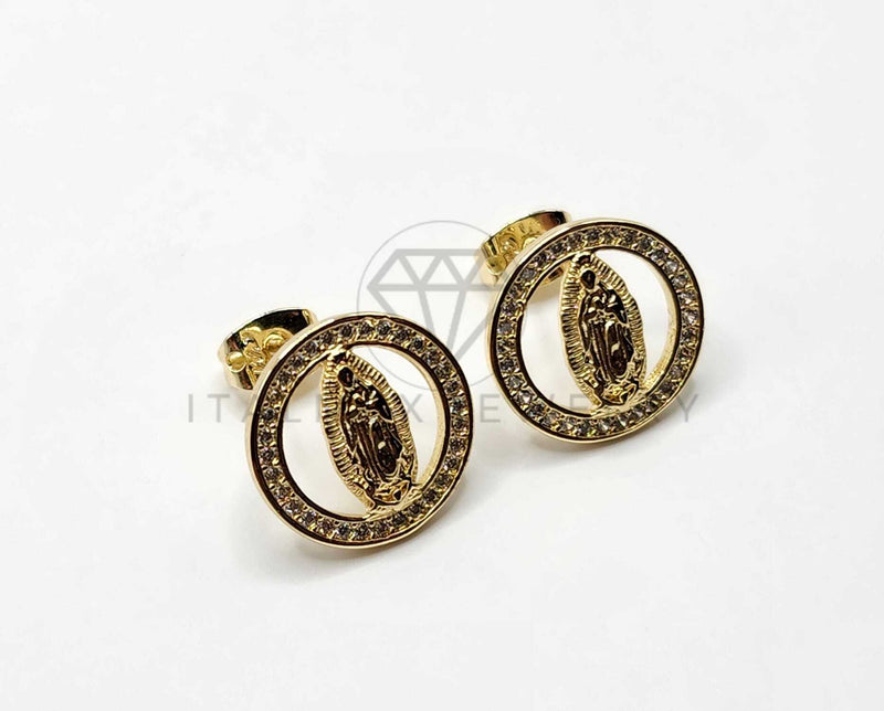 Broquel de Lujo - 106312 -  Arete Virgen de Guadalupe CZ Oro Laminado 18K
