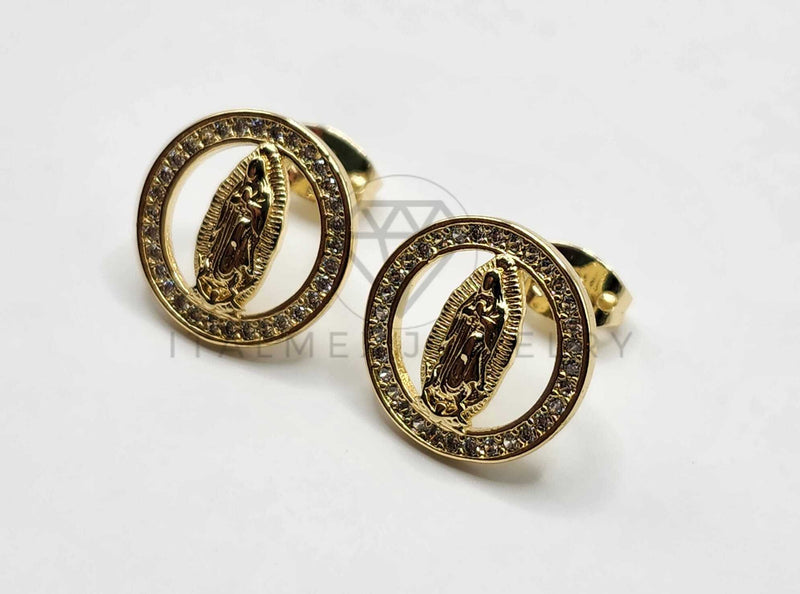Broquel de Lujo - 106312 -  Arete Virgen de Guadalupe CZ Oro Laminado 18K