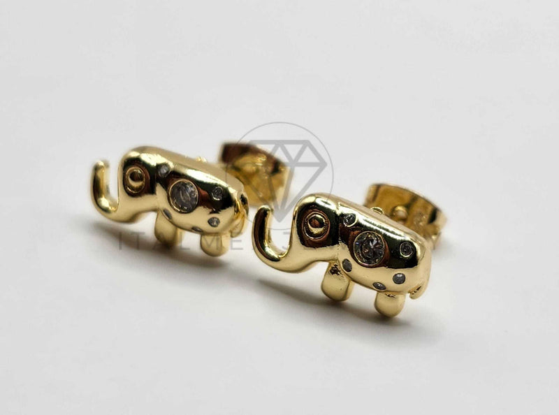 Broquel de Lujo - 106314 -  Arete Elefante CZ Oro Laminado 18K