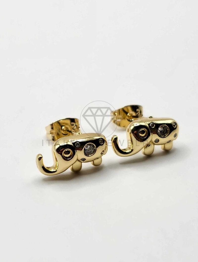 Broquel de Lujo - 106314 -  Arete Elefante CZ Oro Laminado 18K