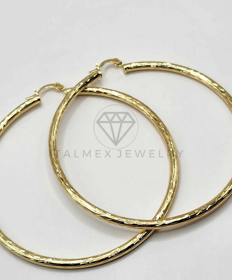 Arracada de Lujo - 106320 - Coqueta Rayada - 7 cm Oro Laminado 18K