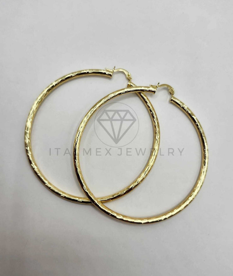 Arracada de Lujo - 106320 - Coqueta Rayada - 7 cm Oro Laminado 18K