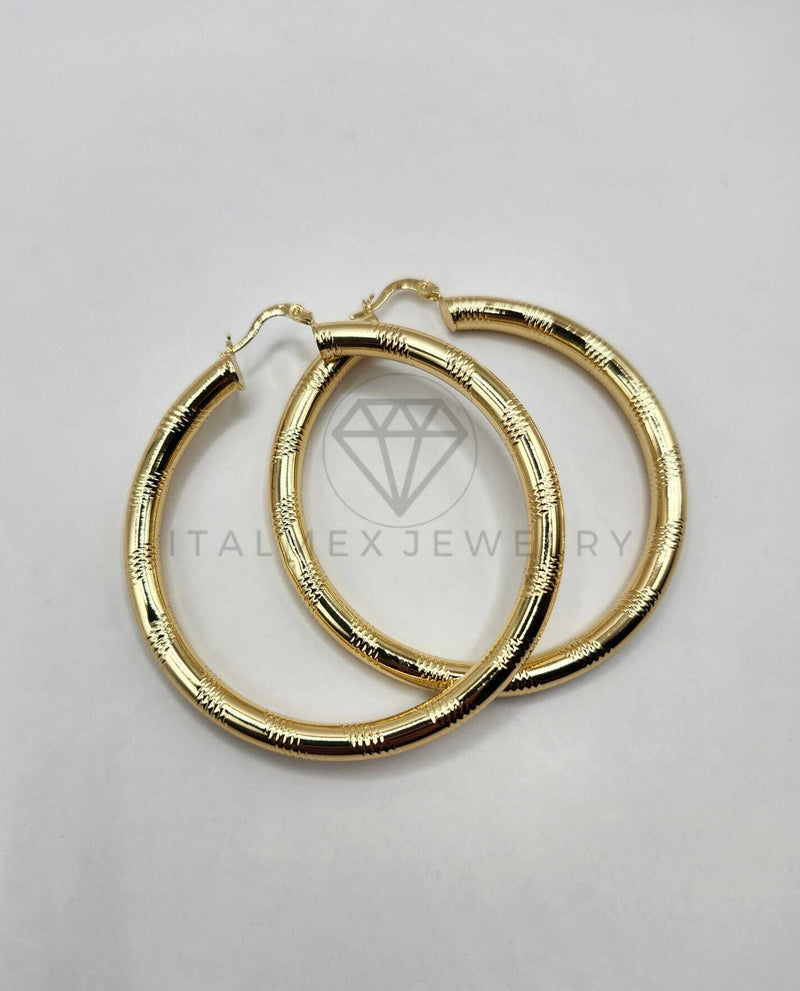 Arracada de Lujo - 106316 - Coqueta Rayada 6 cm Oro Laminado 18K