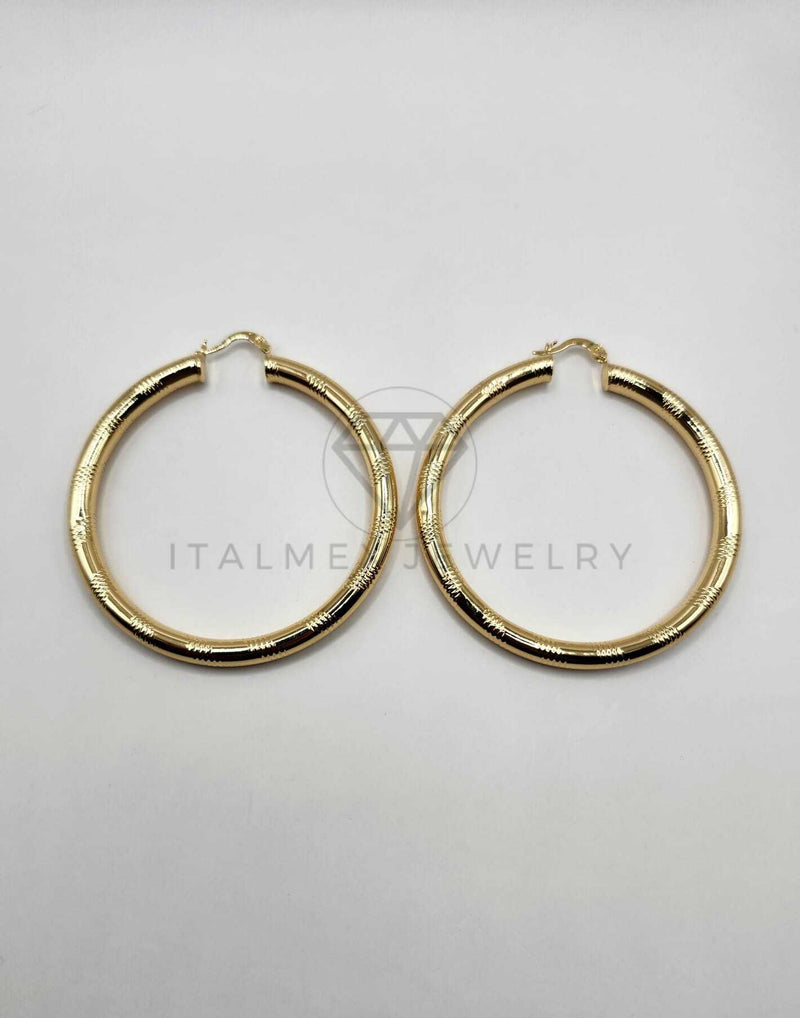 Arracada de Lujo - 106316 - Coqueta Rayada 6 cm Oro Laminado 18K