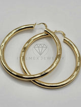 Arracada de Lujo - 106316 - Coqueta Rayada 6 cm Oro Laminado 18K