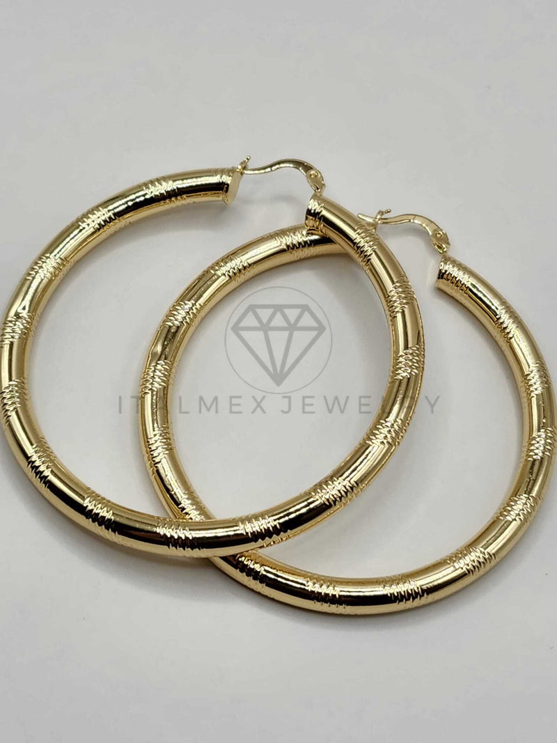 Arracada de Lujo - 106316 - Coqueta Rayada 6 cm Oro Laminado 18K