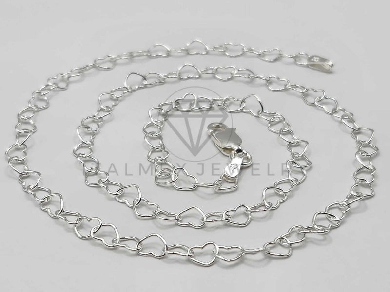 Cadena de Plata - 106380 - Cadena Corazones de Plata .925