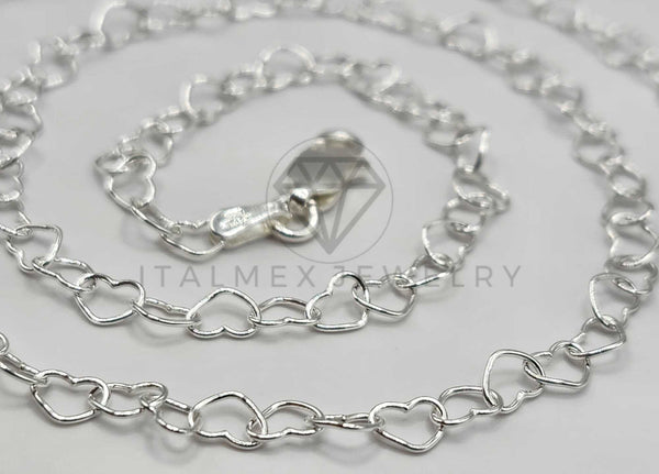 Cadena de Plata - 106379 - Cadena Corazones de Plata .925
