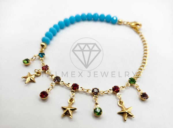 Tobillera Ajustable - 106381 - Tobillera Estrella de Mar con Shakira Azul Oro Laminado 18K