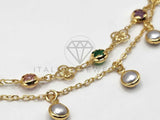 Tobillera Ajustable - 106384 - Tobillera Perla y Flores con CZ Colores Oro Laminado 18K