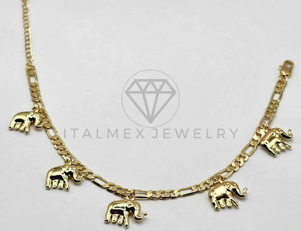 Tobillera Ajustable - 106386 - Tobillera con Dijes de Elefante Oro Laminado 18K
