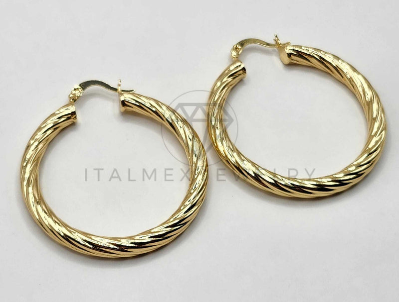Arracada de Lujo - 106388 - Coqueta Rayada - 40 mm Oro Laminado 18K