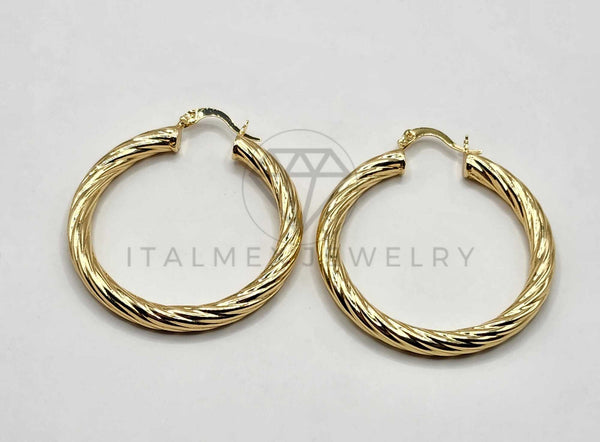 Arracada de Lujo - 106388 - Coqueta Rayada - 40 mm Oro Laminado 18K