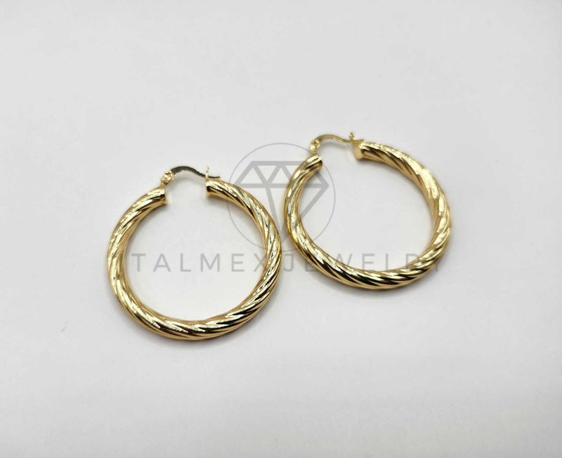 Arracada de Lujo - 106388 - Coqueta Rayada - 40 mm Oro Laminado 18K