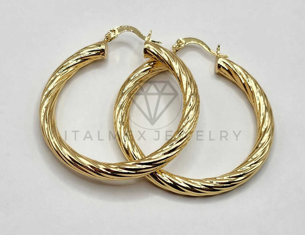 Arracada de Lujo - 106388 - Coqueta Rayada - 40 mm Oro Laminado 18K