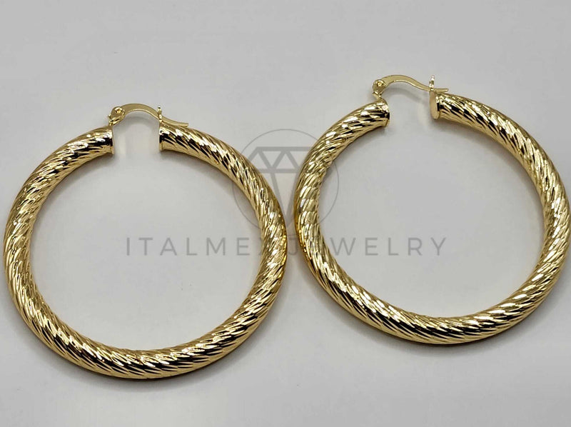 Arracada de Lujo - 106391 - Coqueta Rayada Diagonal - 55 mm Oro Laminado 18K