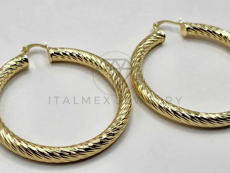 Arracada de Lujo - 106391 - Coqueta Rayada Diagonal - 55 mm Oro Laminado 18K