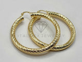 Arracada de Lujo - 106391 - Coqueta Rayada Diagonal - 55 mm Oro Laminado 18K