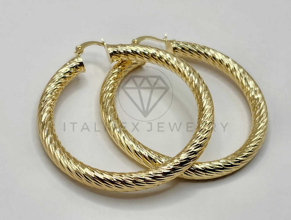 Arracada de Lujo - 106391 - Coqueta Rayada Diagonal - 55 mm Oro Laminado 18K