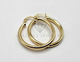 Arracada de Lujo - 106392 - Coqueta Lisa - 30 mm Oro Laminado 18K