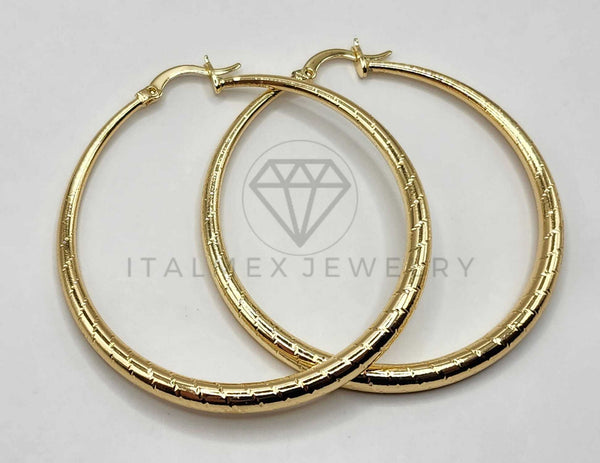 Arracada de Lujo - 106393 - Coqueta Rayada - 50 mm Oro Laminado 18K