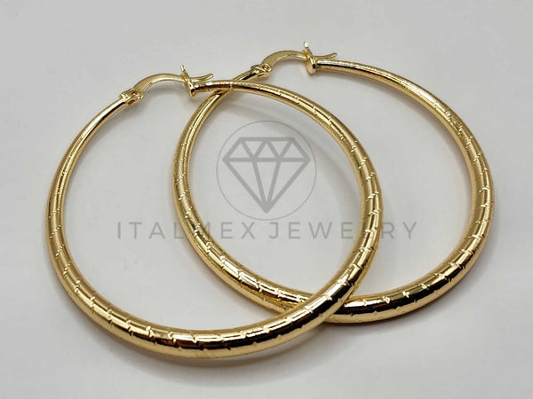 Arracada de Lujo - 106393 - Coqueta Rayada - 50 mm Oro Laminado 18K