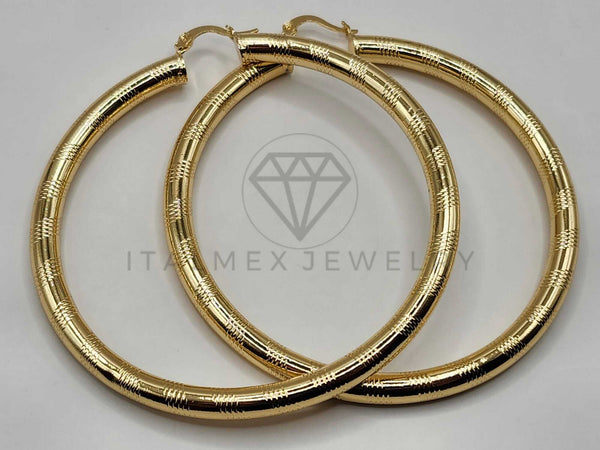 Arracada de Lujo - 106394 - Coqueta Grabada - 70 mm Oro Laminado 18K