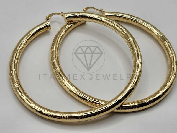 Arracada de Lujo - 106394 - Coqueta Grabada - 70 mm Oro Laminado 18K
