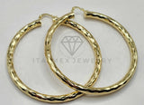 Arracada de Lujo - 106395 - Coqueta Triángulos Grabados- 70 mm Oro Laminado 18K