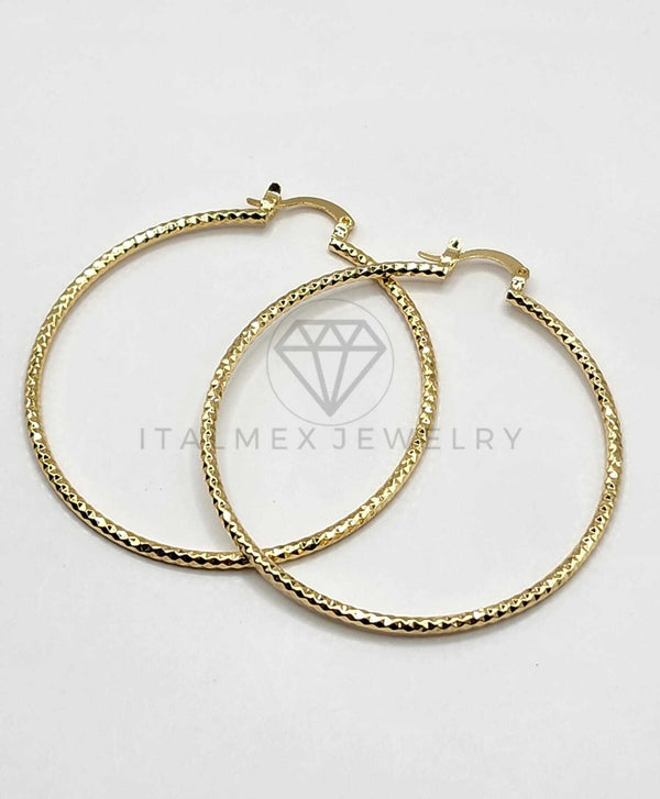 Arracada de Lujo - 106389 - Coqueta Triángulos Grabados- 55 mm Oro Laminado 18K