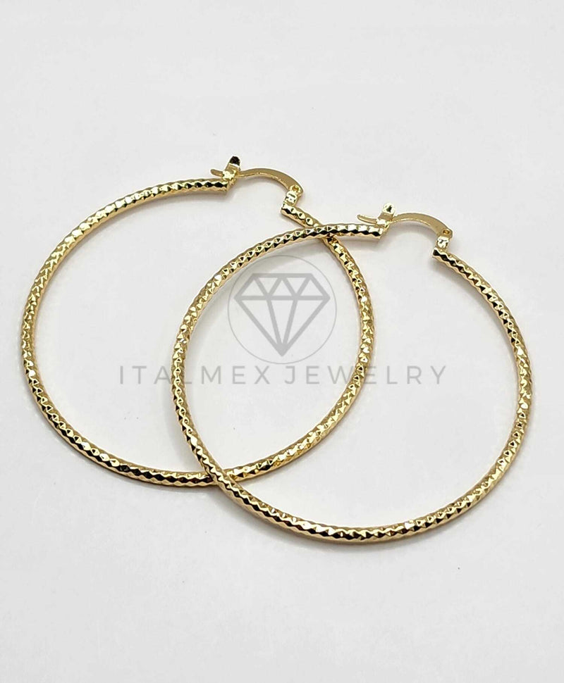 Arracada de Lujo - 106389 - Coqueta Triángulos Grabados- 55 mm Oro Laminado 18K