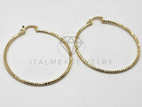 Arracada de Lujo - 106389 - Coqueta Triángulos Grabados- 55 mm Oro Laminado 18K