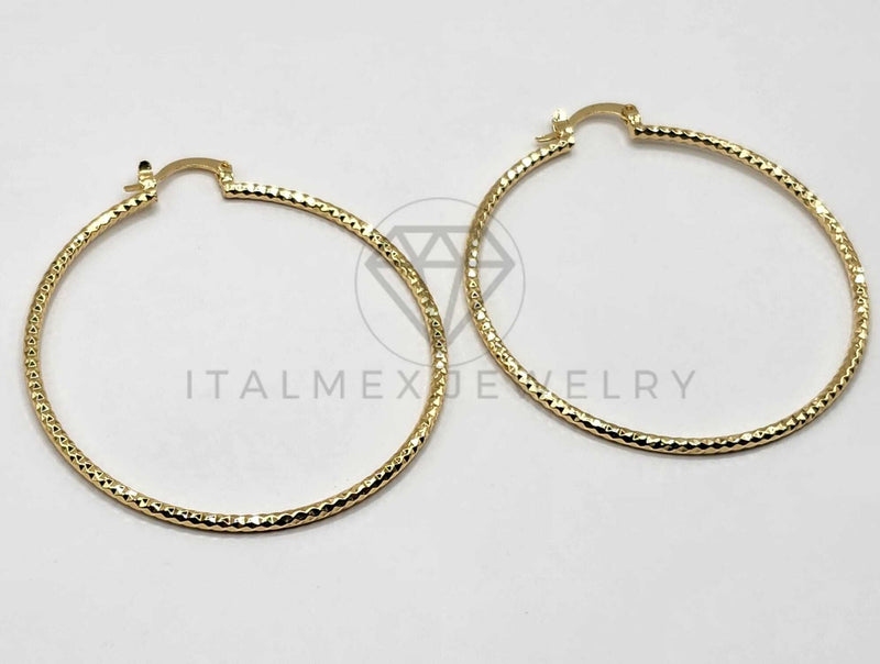 Arracada de Lujo - 106389 - Coqueta Triángulos Grabados- 55 mm Oro Laminado 18K