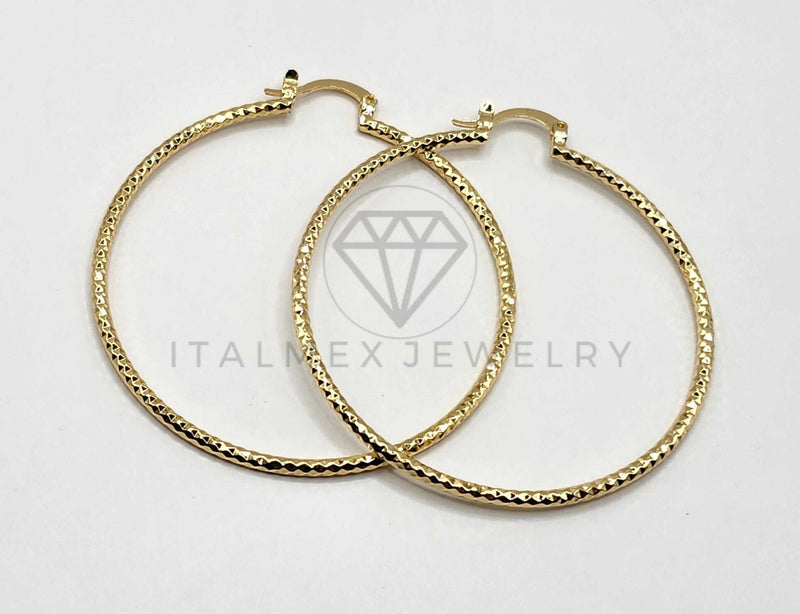 Arracada de Lujo - 106389 - Coqueta Triángulos Grabados- 55 mm Oro Laminado 18K