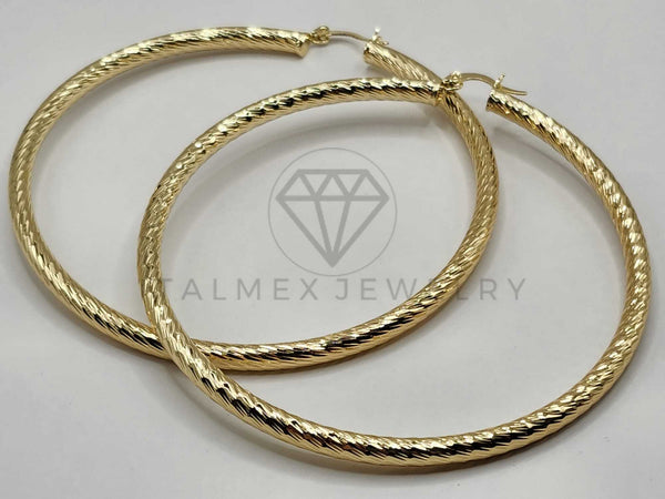 Arracada de Lujo - 106396 - Coqueta Rayadas - 80 mm Oro Laminado 18K