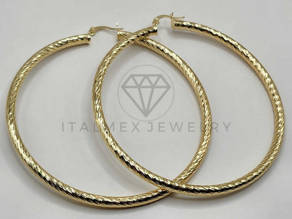 Arracada de Lujo - 106396 - Coqueta Rayadas - 80 mm Oro Laminado 18K